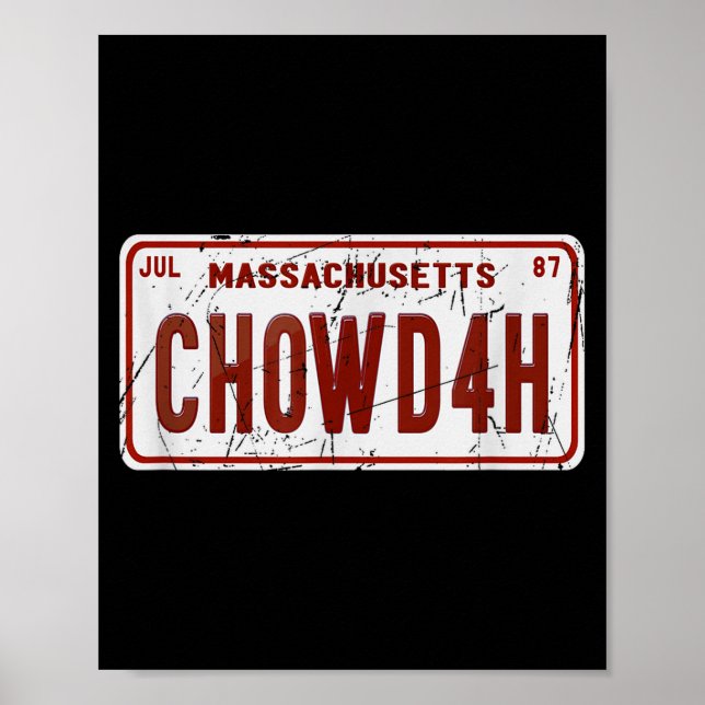 Poster Clam Chowder Boston Accent Chowdah Funny  (Frente)