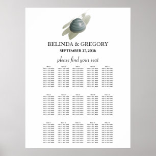 Poster Clam Watercolor Stroke Wedding Seating Chart