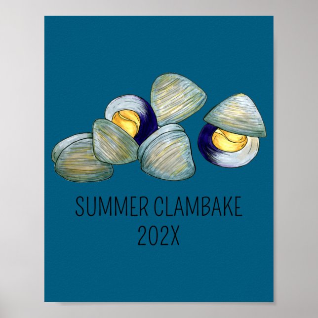 Poster Clams Clambake Rhode Island New England Seafood  (Frente)