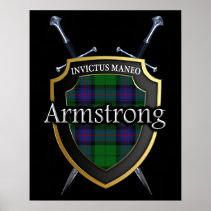 Pôster Clan Armstrong Tartan Scottish Shield & Swords
