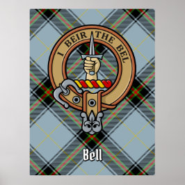 Poster Clan Bell Crest sobre Tartan