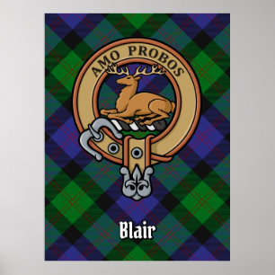 Poster Clan Blair Crest sobre Tartan