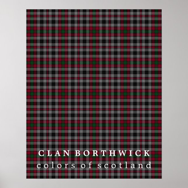 Pôster Clan Borthwick Colors da Scotland Tartan (Frente)