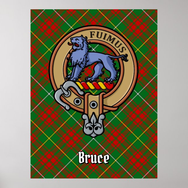 Poster Clan Bruce Crest sobre caçar Tartan (Frente)
