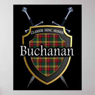 Pôster Clan Buchanan Scottish Shield & Swords