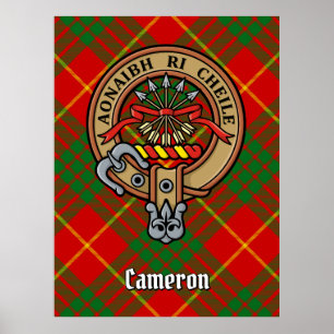 Poster Clan Cameron Crest sobre Tartan