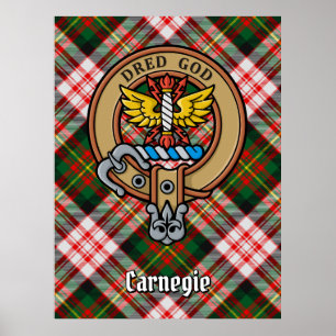 Poster Clan Carnegie Crest sobre o Vestido Tartan
