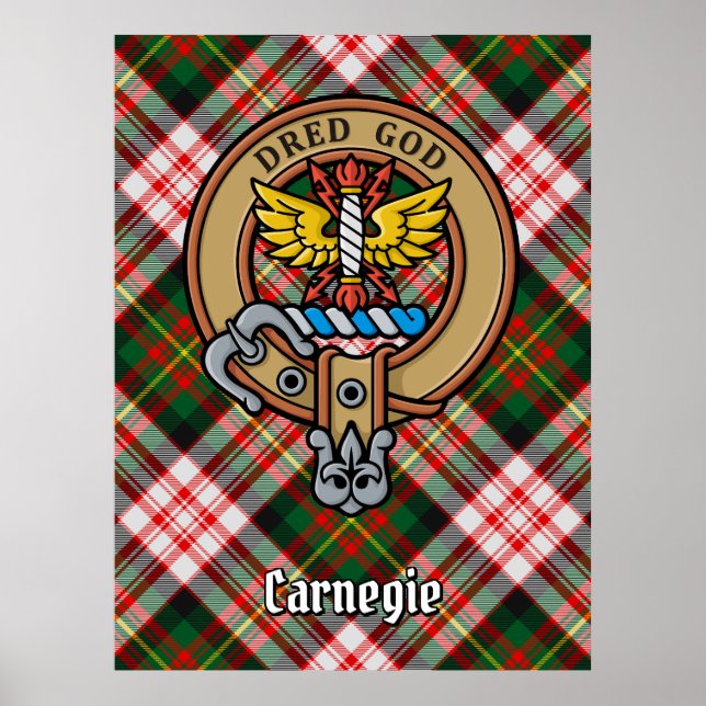 Poster Clan Carnegie Crest sobre o Vestido Tartan (Frente)
