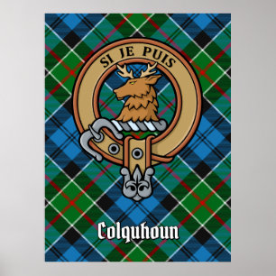 Poster Clan Colquhoun Crest sobre Tartan