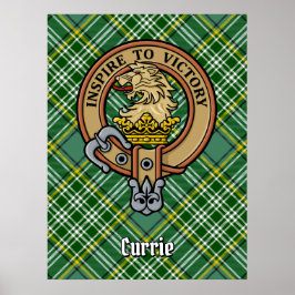 Poster Clan Currie Lion Crest sobre Tartan