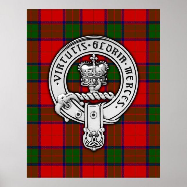 Poster Clan Donnachaidh (Robertson) Crest & Tartan (Frente)