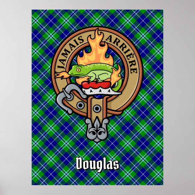 Poster Clan Douglas Crest sobre Tartan (Frente)