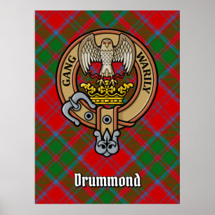 Poster Clan Drummond Crest sobre Tartan