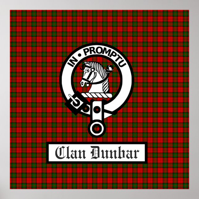 Poster Clan Dunbar Crest Crachá & Tartan (Frente)