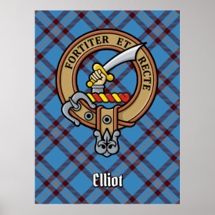 Poster Clan Elliot Crest sobre o Antigo Tartan
