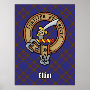 Poster Clan Elliot Crest sobre Tartan Moderno
