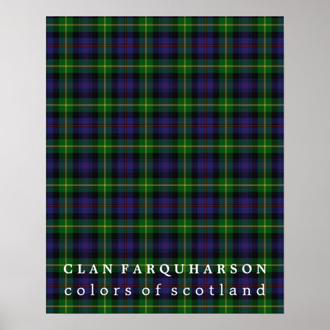 Pôster Clan Farquharson Colors da Scotland Tartan (Frente)