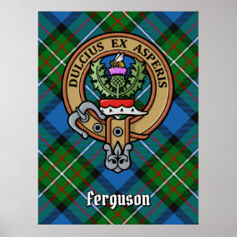 Poster Clan Ferguson Crest sobre Tartan