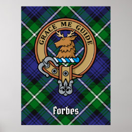 Poster Clan Forbes Crest sobre Tartan