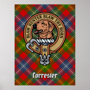 Poster Clan Forrester Crest sobre Tartan