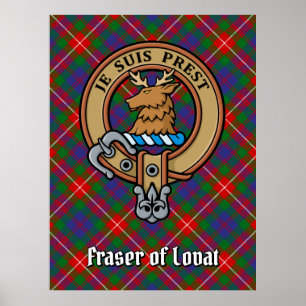 Poster Clan Fraser do Lovat Crest sobre Tartan
