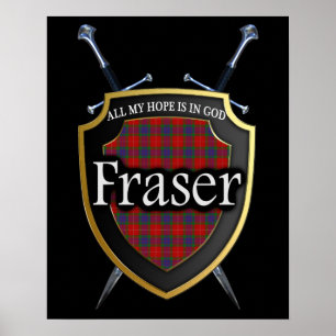 Pôster Clan Fraser Scottish Shield & Swords