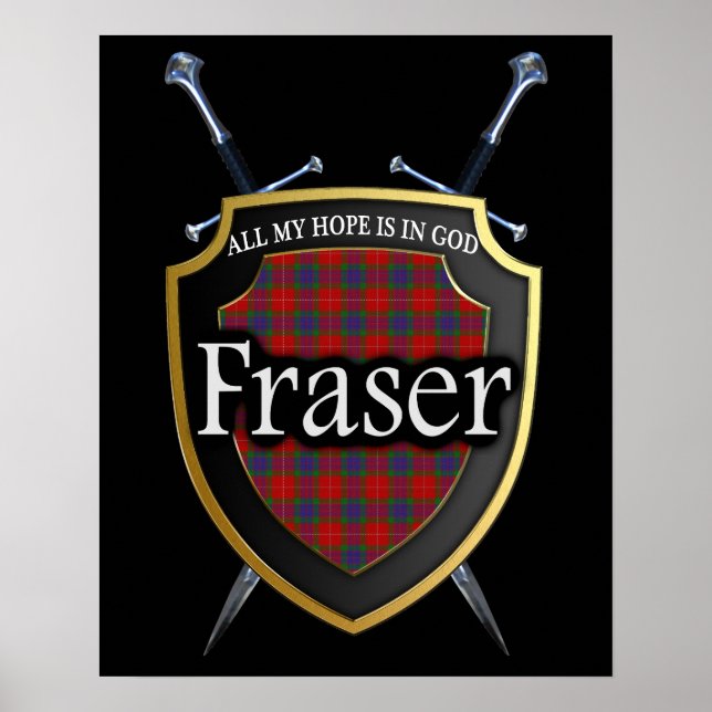 Pôster Clan Fraser Scottish Shield & Swords (Frente)