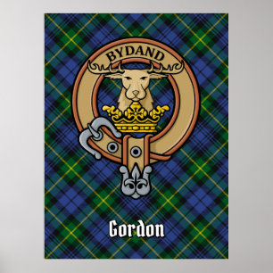 Poster Clan Gordon Crest sobre Tartan