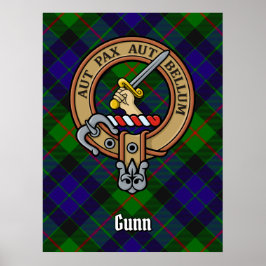 Poster Clan Gunn Crest sobre Tartan