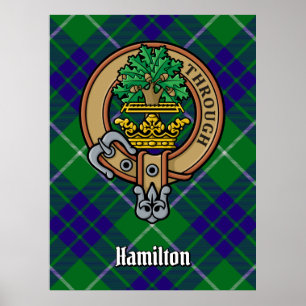 Poster Clan Hamilton Crest sobre caçar Tartan