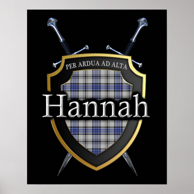 Pôster Clan Hannah Hannay Tartan Shield & Swords Impressã (Frente)