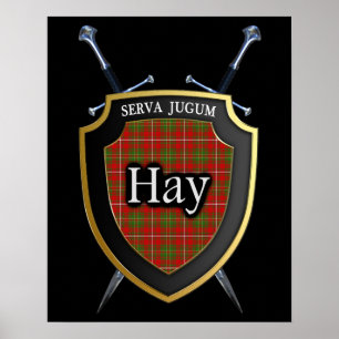 Pôster Clan Hay Tartan Scottish Shield & Swords