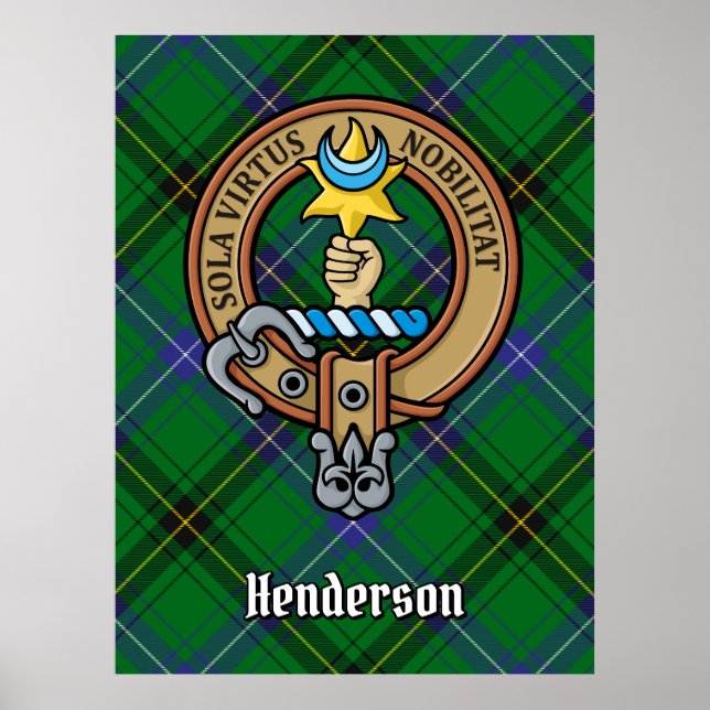 Poster Clan Henderson Crest sobre Tartan (Frente)