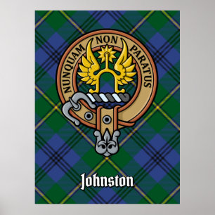 Poster Clan Johnston Crest sobre Tartan