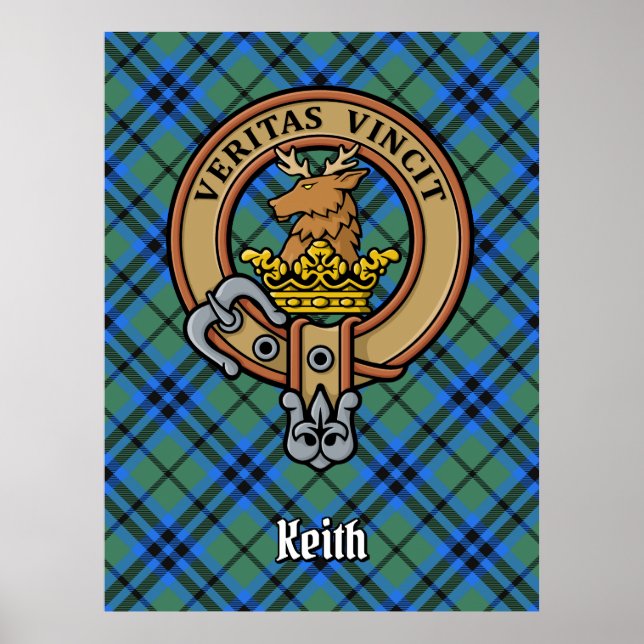 Poster Clan Keith Crest sobre Tartan (Frente)