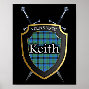 Pôster Clan Keith Tartan Scottish Shield & Swords