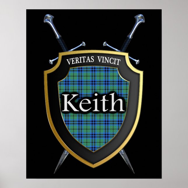 Pôster Clan Keith Tartan Scottish Shield & Swords (Frente)