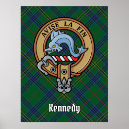 Poster Clan Kennedy Crest sobre Tartan