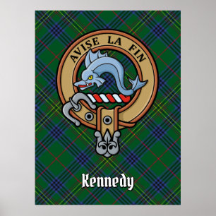 Poster Clan Kennedy Crest sobre Tartan