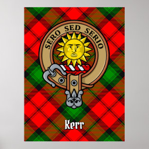 Poster Clan Kerr Crest sobre Tartan