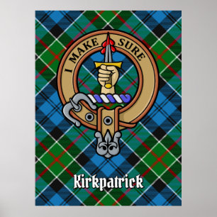 Poster Clan Kirkpatrick Crest sobre Tartan
