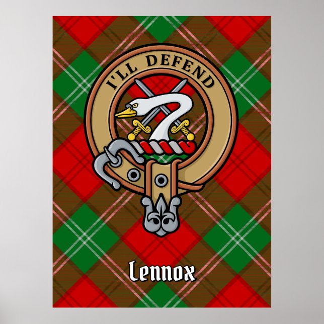 Poster Clan Lennox Crest sobre Tartan (Frente)
