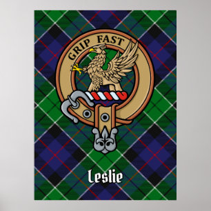 Poster Clan Leslie Crest sobre caçar Tartan
