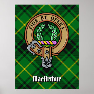Poster Clan MacArthur Crest sobre Tartan