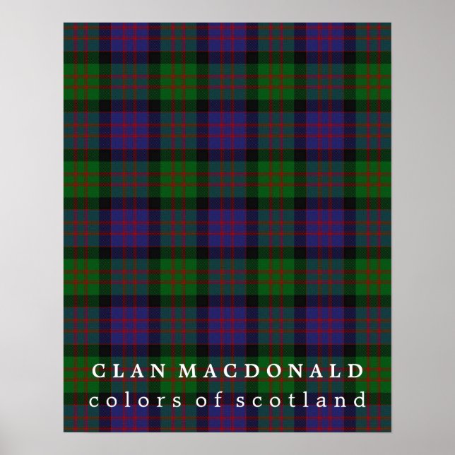 Pôster Clan MacDonald Colors da Scotland Tartan (Frente)