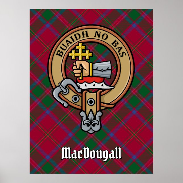 Poster Clan MacDougall Crest sobre Tartan (Frente)