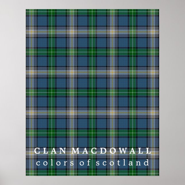 Poster Clan MacDowall Colors da Escócia Tartan (Frente)