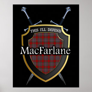 Pôster Clan MacFarlane Tartan Scottish Shield & Swords
