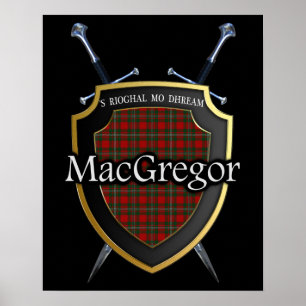 Pôster Clan MacGregor Tartan Scottish Shield & Swords