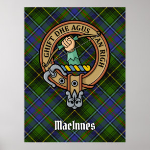 Poster Clan MacInnes Crest sobre Tartan